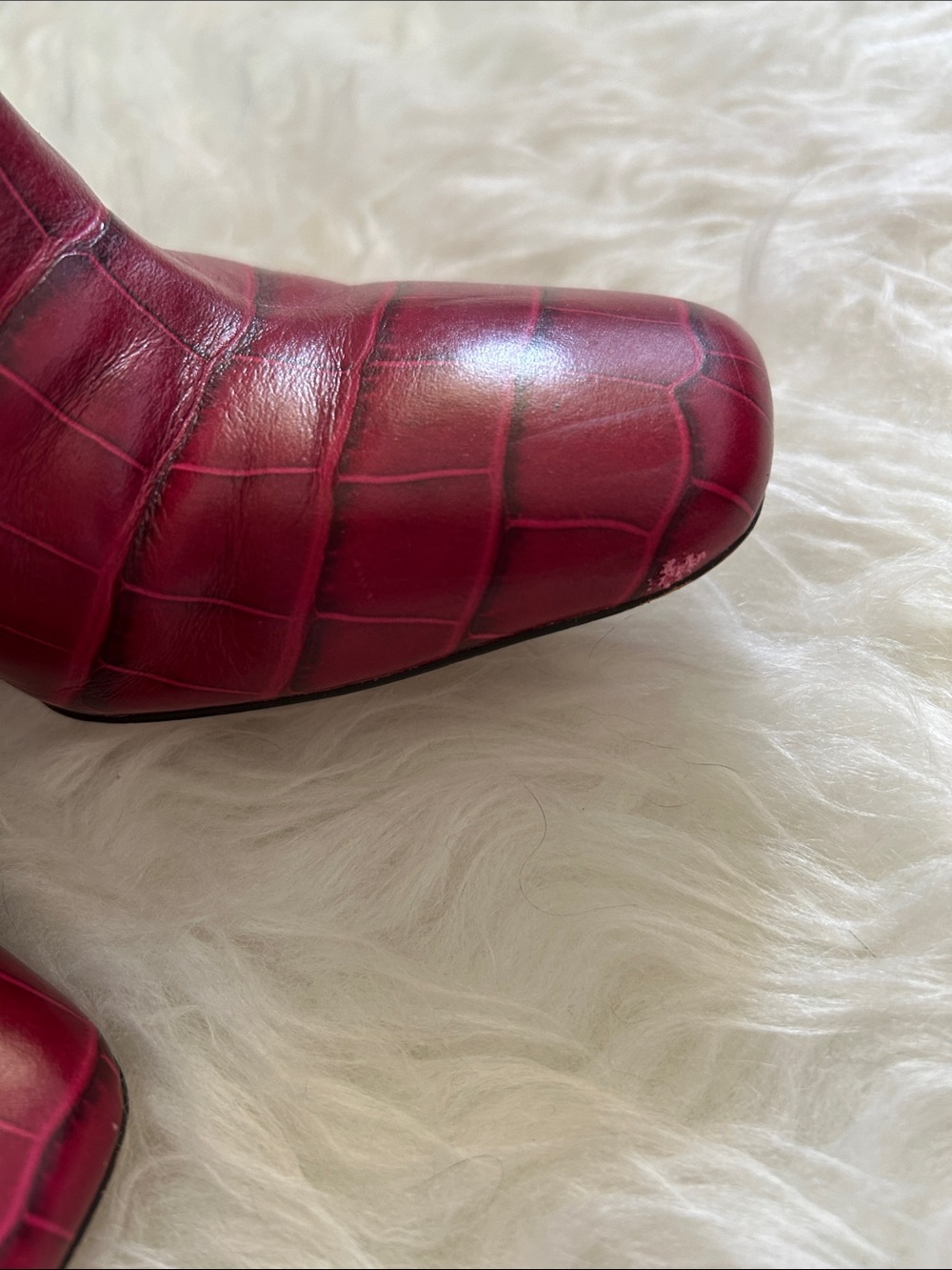 SAM EDELMAN • GORGEOUS Red Croc-Embossed Knee High Heeled Boots Boots - Picture 15 of 16